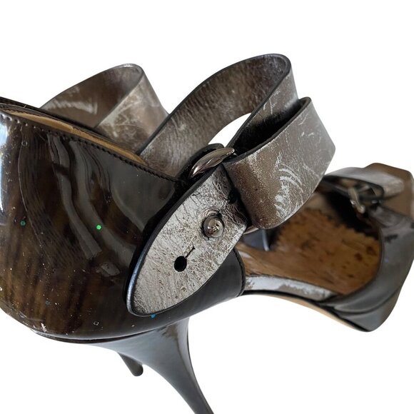 Oscar de La Renta Leather Stiletto Platform Heels EU38 US7.5 Glam Cocktail Party - Picture 13 of 13